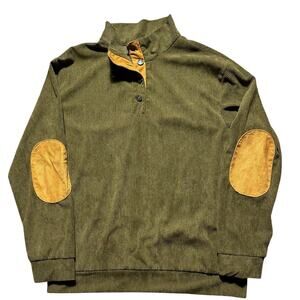 Hengsheng Jeans Olive Corduroy Medium Pullover Outdoor Elbow Patches Sweatshirt